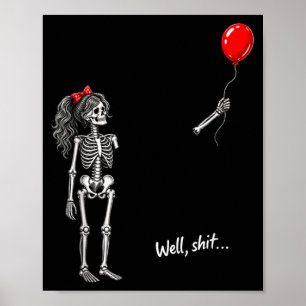 Poster Fille squelette tenant un ballon gothique Hallowee