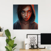 Poster Fille Super-Héros (Bureau à domicile)