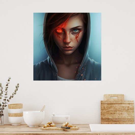 Poster Fille Super-Héros (Cuisine)