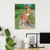 Poster Fille sur la ceinture de vélo vers le haut (Bureau à domicile)