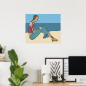 POSTER FILLE SUR LA PLAGE (Bureau à domicile)