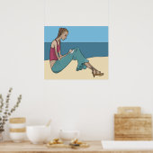 POSTER FILLE SUR LA PLAGE (Cuisine)