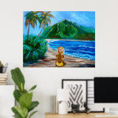 Poster Fille sur la plage (Bureau à domicile)