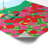 Poster Fille sur une balançoire avec des fleurs (Coin)