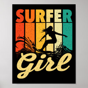 Poster Fille surfeuse - Vagues Entraîneur de surf Amour d