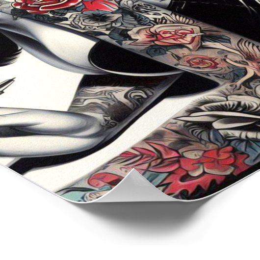 Poster Fille tatouée à l'ancienne (Coin)