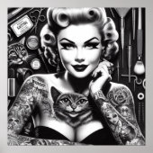 Poster Fille tatouée alternative vieille école (Devant)