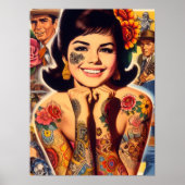 Poster Fille tatouée old school (Devant)