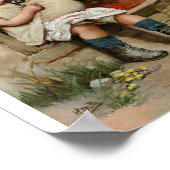 Poster Fille tenant mignonne chiot Vintage (Coin)