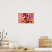 Poster Fille tenant un ballon. (Cuisine)