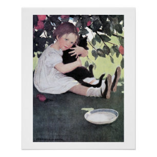 Poster Fille tenant un chat noir, Jessie Willcox Smith
