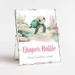 Poster Fille Tortue de mer Baby shower Déchets Raffle<br><div class="desc">Faites de votre événement un événement spécial avec ce Baby shower Under The Sea avec notre joli et mignon Diaper Raffle Signal avec adorable thème Baby shower de tortue de mer. Téléchargez,  personnalisez et créez des souvenirs durables avec cette touche parfaite pour votre fête joyeuse ! BS832</div>