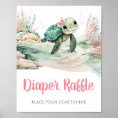 Poster Fille Tortue de mer Baby shower Déchets Raffle (Devant)