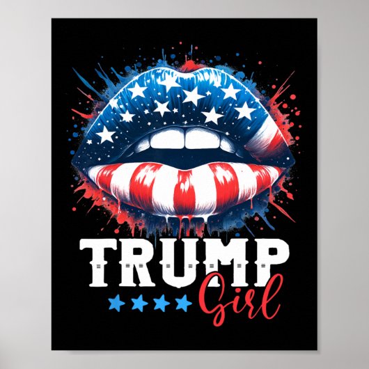 Poster Fille Trump 2024 Élection américaine Drapeau (Devant)
