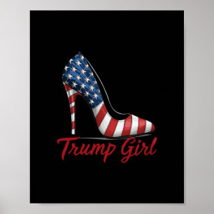 Poster Fille Trump Talons Hauts Stilettos Drapeau América