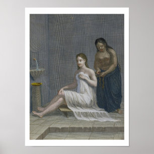 Poster Fille turque, faisant tresser ses cheveux dans les