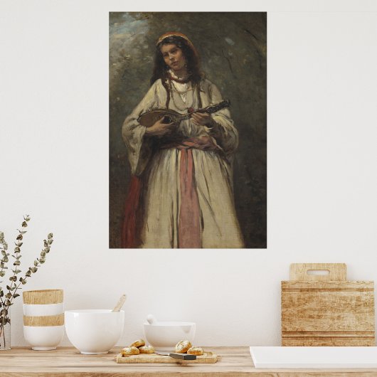 Poster Fille tzigane avec mandoline (Cuisine)