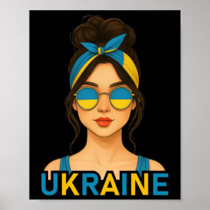 Poster Fille ukrainienne Drapeau Ukraine Petite amie ukra