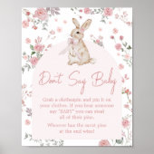 Poster Fille un Baby shower lapin ne dit pas bébé (Devant)