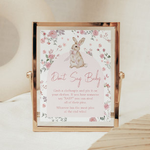 Poster Fille un Baby shower lapin ne dit pas bébé
