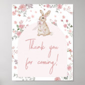 Poster Fille un lapin Merci de Baby shower pour venir (Devant)