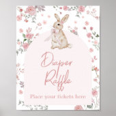 Poster Fille Un Petit Lapin Baby shower Déchets Raffle (Devant)