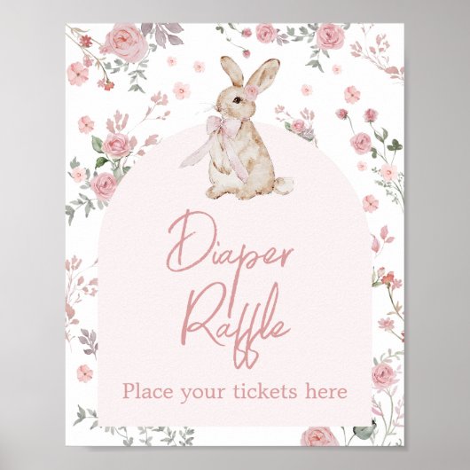 Poster Fille Un Petit Lapin Baby shower Déchets Raffle (Devant)