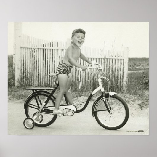 Poster Fille vélo équitation (Devant)