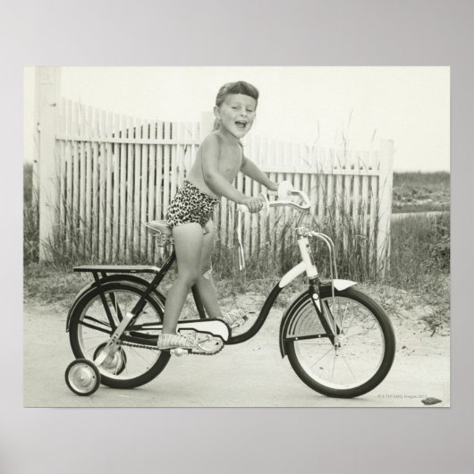 Poster Fille vélo équitation (Devant)