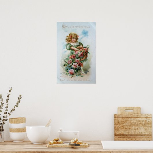 Poster Fille victorienne avec Rose (Cuisine)