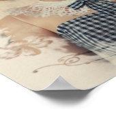 Poster Fille vintage avec frontière ivoire (Coin)