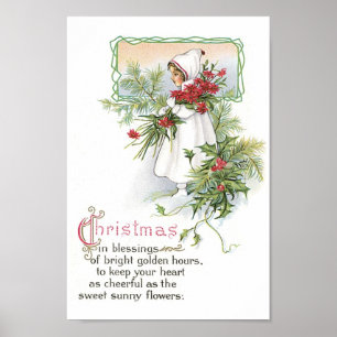 Poster Fille vintage de Noël