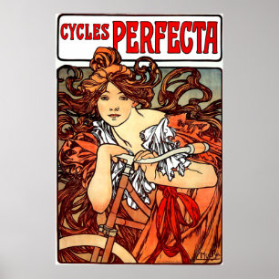 Poster Fille vintage sur la copie d'affiche de bicyclette