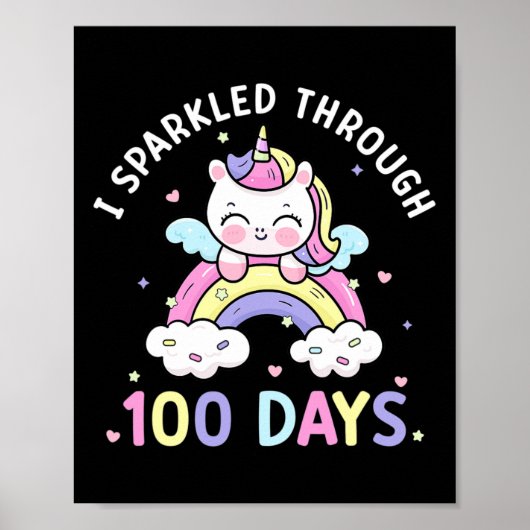 Poster Filles 100 Jours Unicorn 100e Jour (Devant)