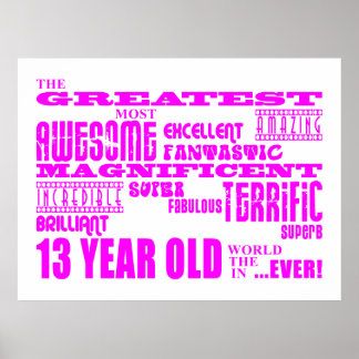 Poster Filles 13e anniversaire : Rose Plus grand 13 ans
