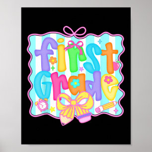 Poster Filles arc coquette rentrée scolaire préparatoire
