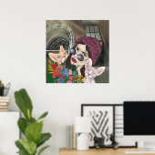 Poster Filles avec chats Imprimer, Papier d'affiche de va (Bureau à domicile)