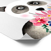 Poster Filles Belles Fleurs Aquarelle Panda et Nom (Coin)