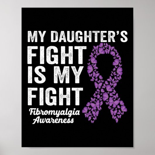 Poster Filles combat est mon combat violet fibromyalgie A (Devant)