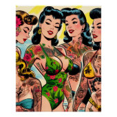 Poster Filles de bande dessinée tatouées (Devant)