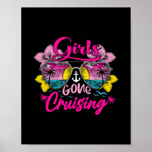Poster Filles de Croisière Rétro en Vacances de Fun