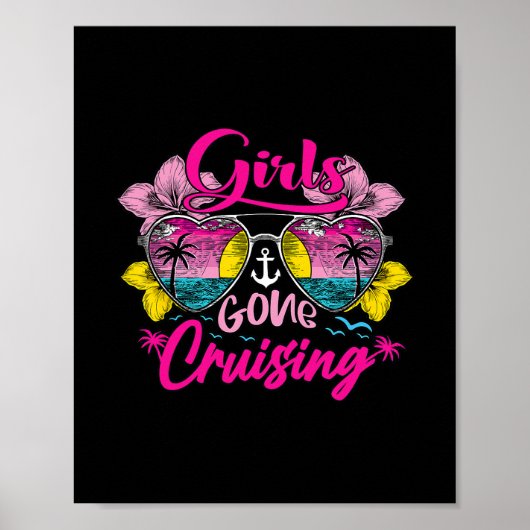 Poster Filles de Croisière Rétro en Vacances de Fun (Devant)