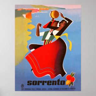 Poster Filles de danse de Sorrente, Italie, voyage