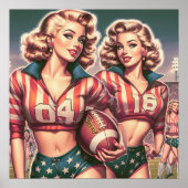 Poster Filles de football vintages (Devant)
