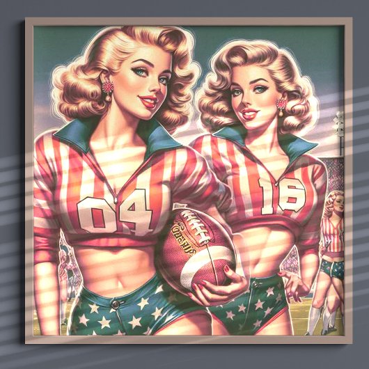 Poster Filles de football vintages