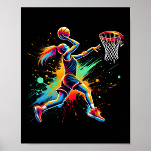 Poster Filles de joueur de basket-ball colorées