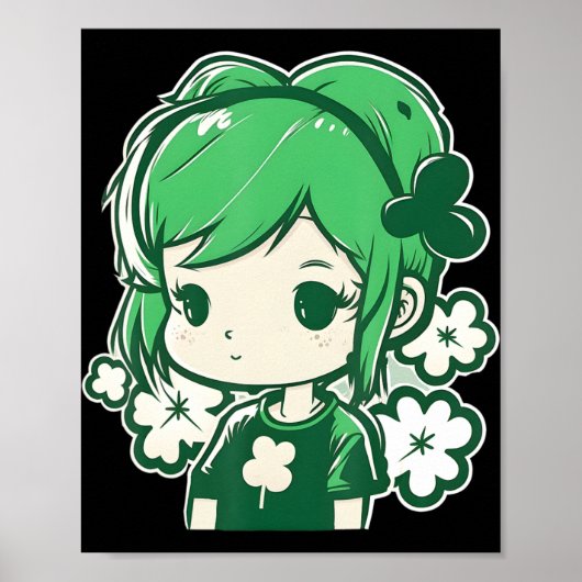 Poster Filles de la Saint-Patrick Shamrock Filles Mignonn (Devant)