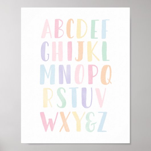 Poster Filles de l'alphabet pastel Chambre (Devant)