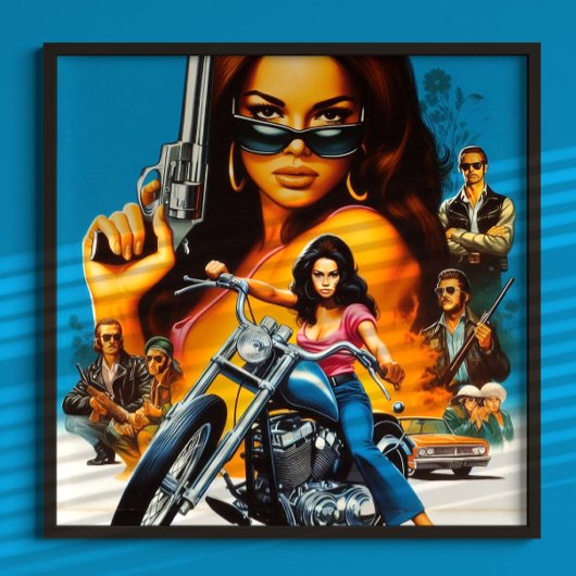 Poster Filles de motard rétro
