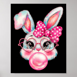 Poster Filles de Pâques Lapin Mignon Visage Coquette Pâqu